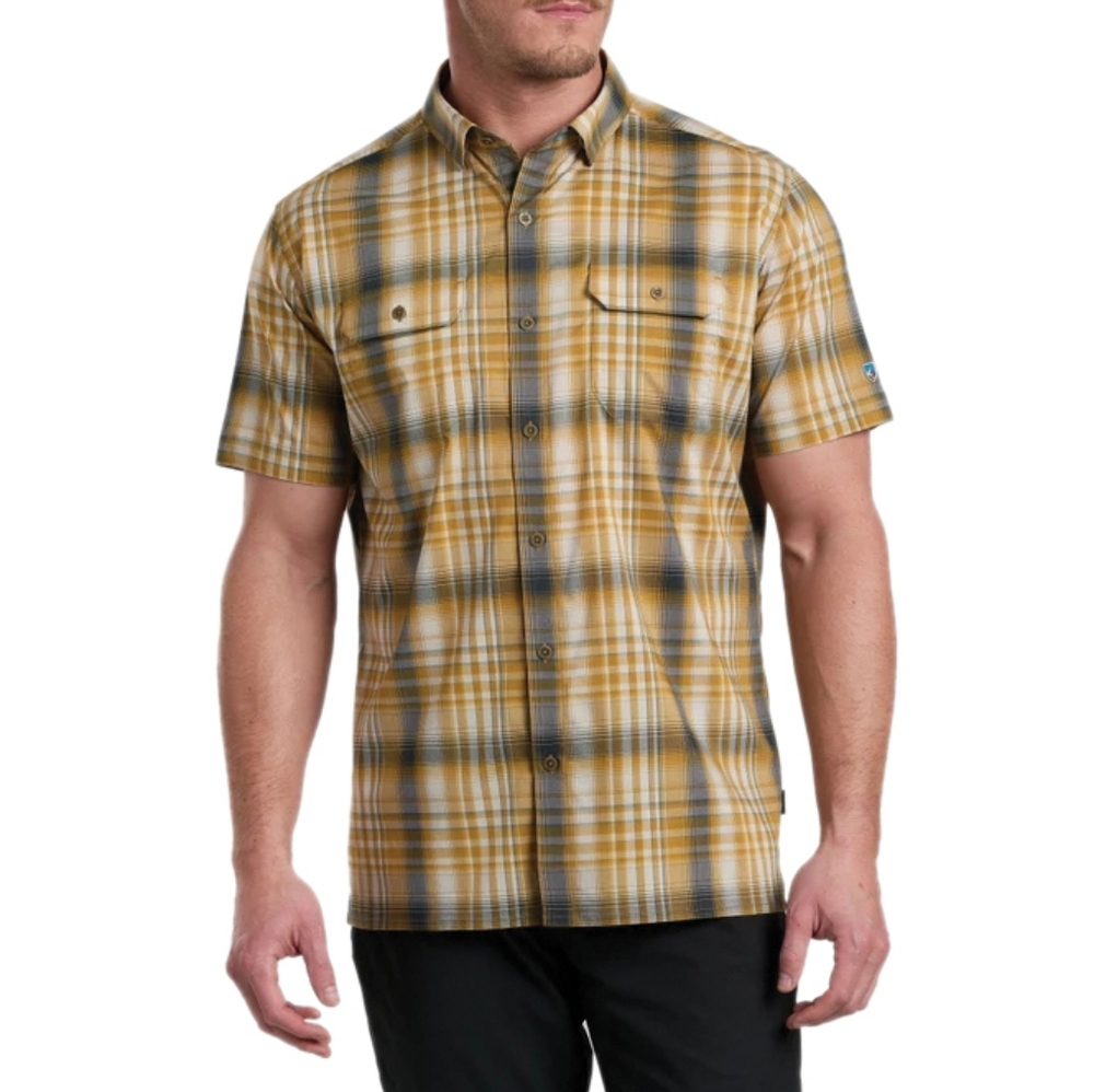 Kuhl Shirt Mens XXL Mountain Grown Pearl Snap Yellow Plaid Short Sleeve
